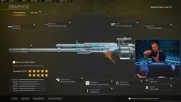 IceManIsaac Shows Off Laser Beam KG M40 Warzone Loadout